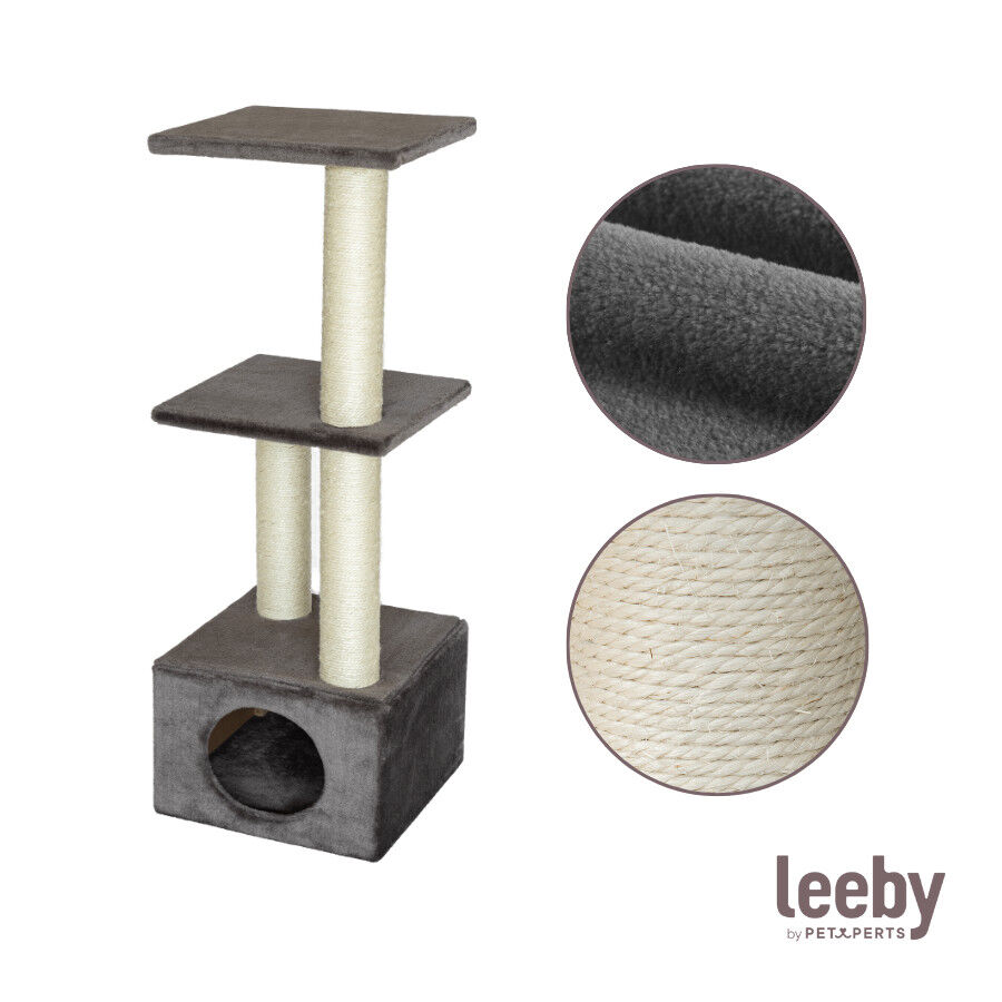 Leeby Colette DoubPost torre rascador con cama nido gris para gatos thumbnail
