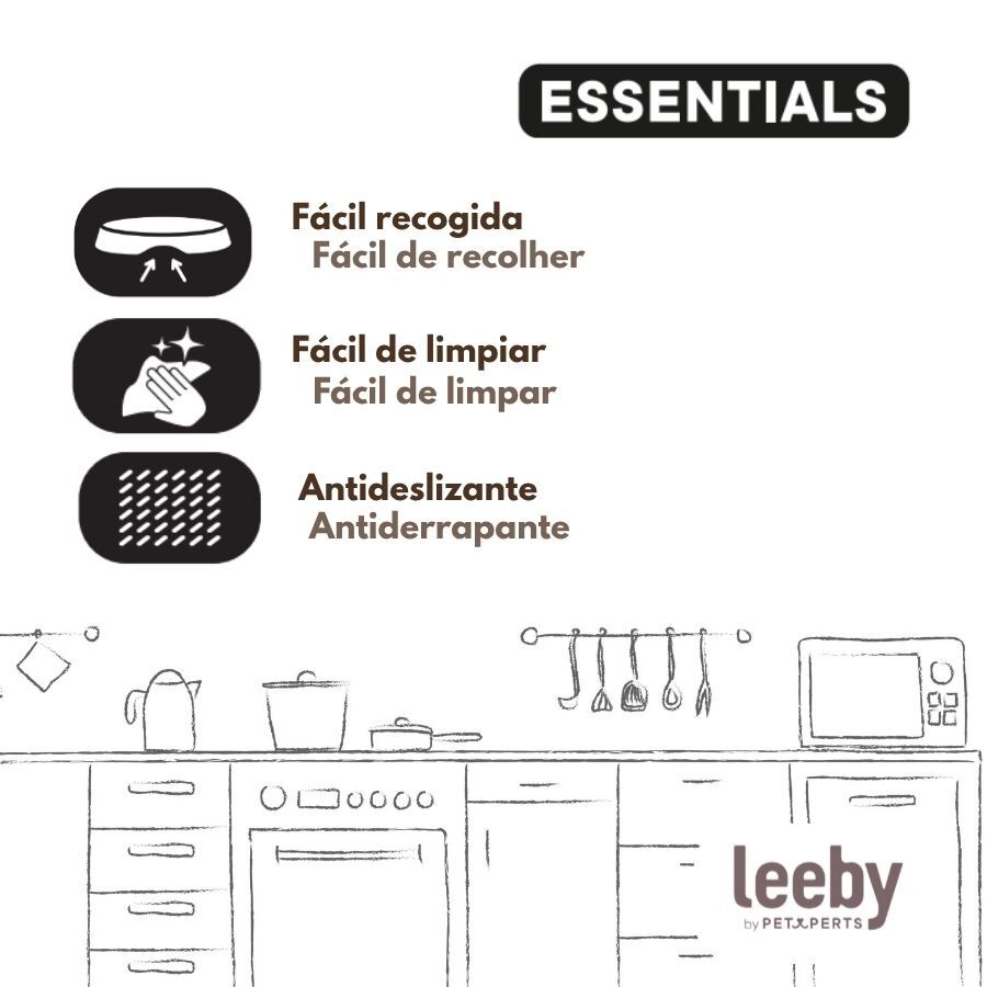 Leeby Comedero Pl&aacute;stico Taupe para perros, , large Imagen numero 5