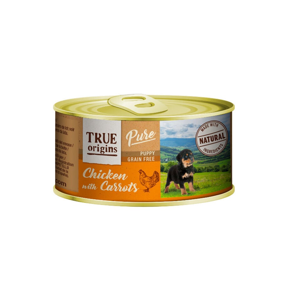 True Origins Pure Puppy Pollo con Zanahoria lata para cachorros