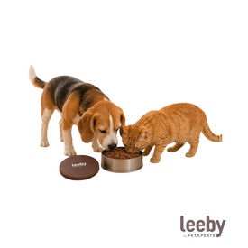 Leeby Tapa Comedero Marr&oacute;n para perros y gatos