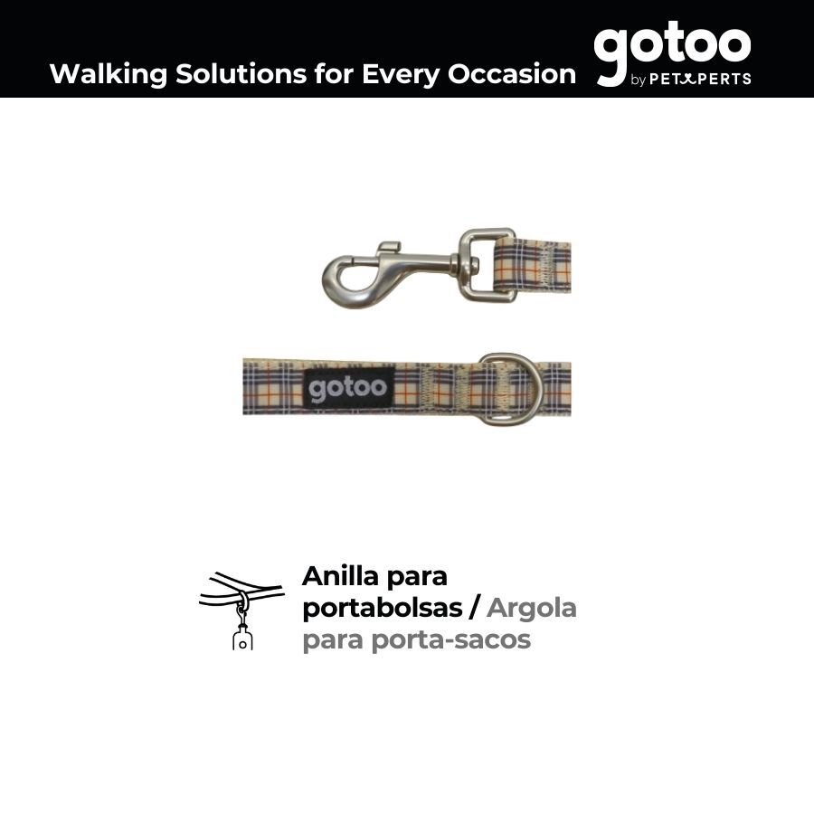 Gotoo Correa estampado tartán marrón para perros thumbnail