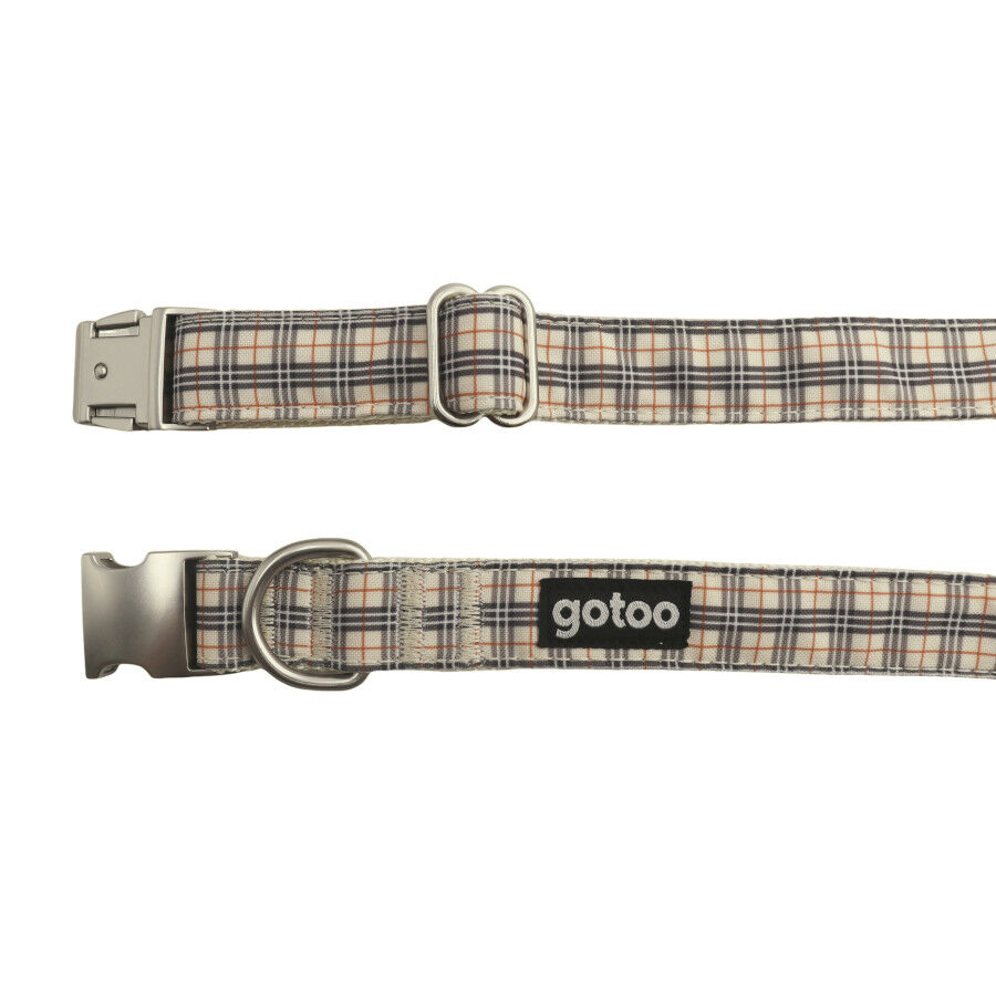 Gotoo Collar estampado tartán marrón para perros thumbnail