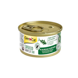 GimCat Super Food Shiny Cat Duo atún y calabacín lata para gatos
