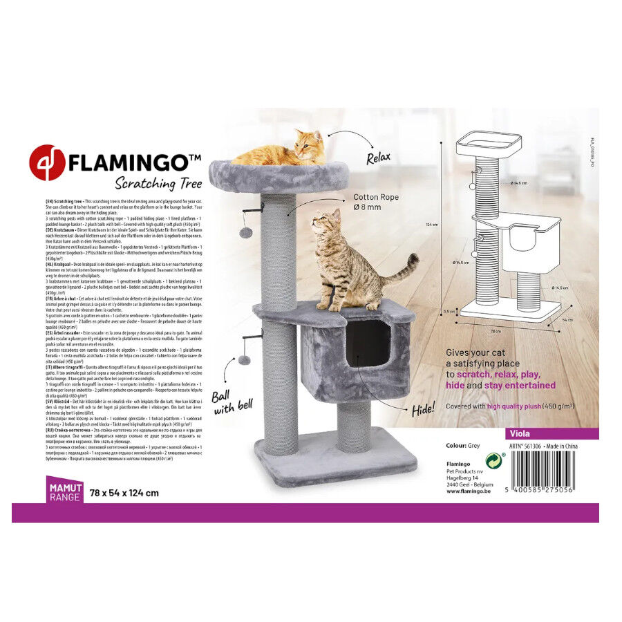 Flamingo Viola &Aacute;rbol Rascador con cueva para gatos, , large Imagen numero 2