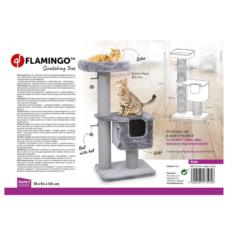 Flamingo Viola Árbol Rascador con cueva para gatos thumbnail