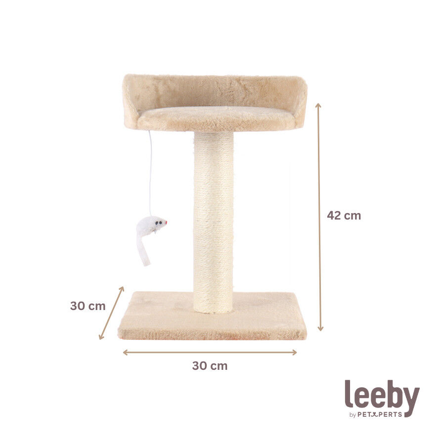 Leeby Tigrou rascador con cama y juguete beige para gatos thumbnail