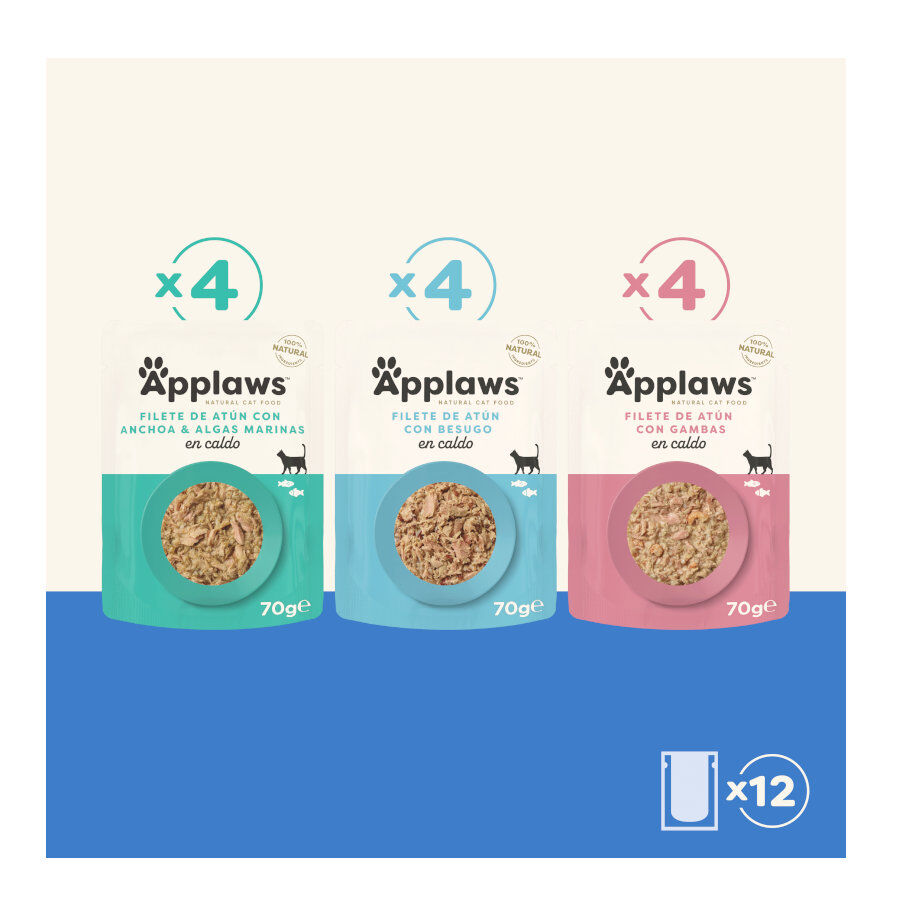 12 sobres x 70 g Applaws Selecci&oacute;n de Pescado sobre para gatos - Multipack, , large Imagen numero 3