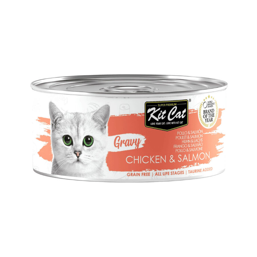 Kit Cat Pollo con Salm&oacute;n Lata Salsa para gatos, , large Imagen numero 1