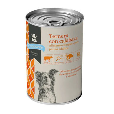 Criadores Adulto Ternera y Calabaza lata para perros