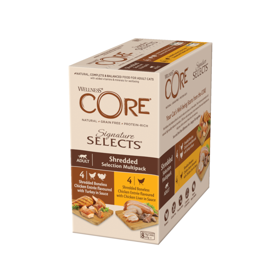 8 latas x 79 g Wellness Core Shredded Selection lata para gatos, , large Imagen numero 1