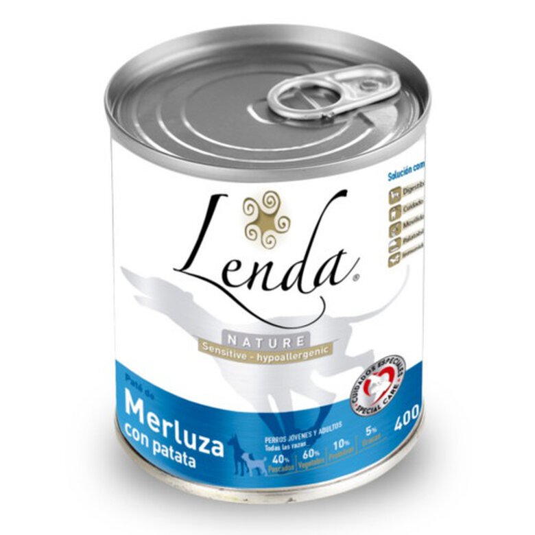 Lenda - Pack 12 Latas De Comida Húmeda Para Perros Adultos Y Jóvenes, Pescado Blanco Con Patatas, Sin Cereales, 400g Cada Una