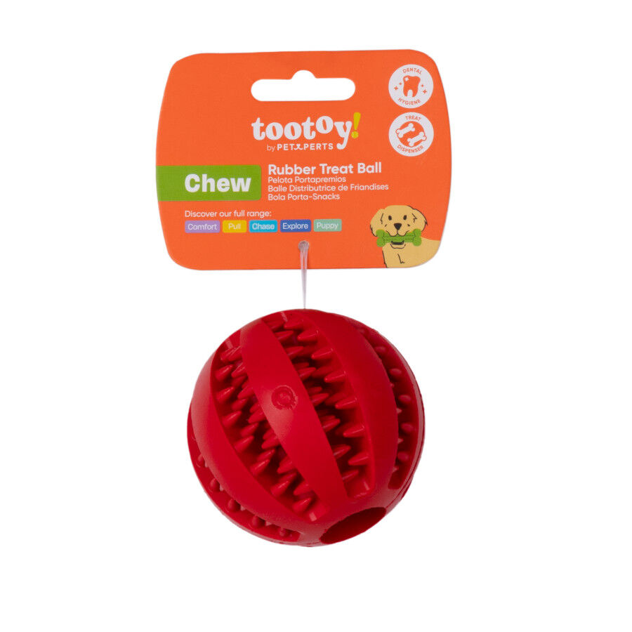 Tootoy! Pelota Portagolosinas de Goma Roja para perros, , large Imagen numero 7