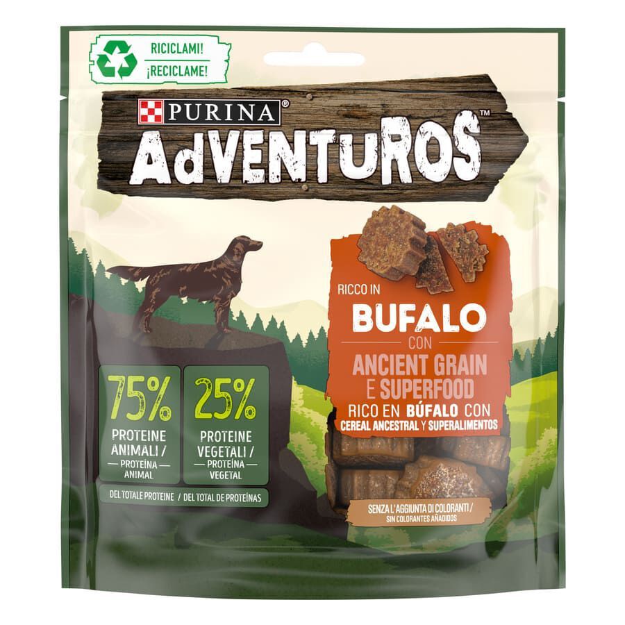 120 g Adventuros Bocaditos de B&uacute;falo y Cereal Ancestral para perros, , large Imagen numero 1