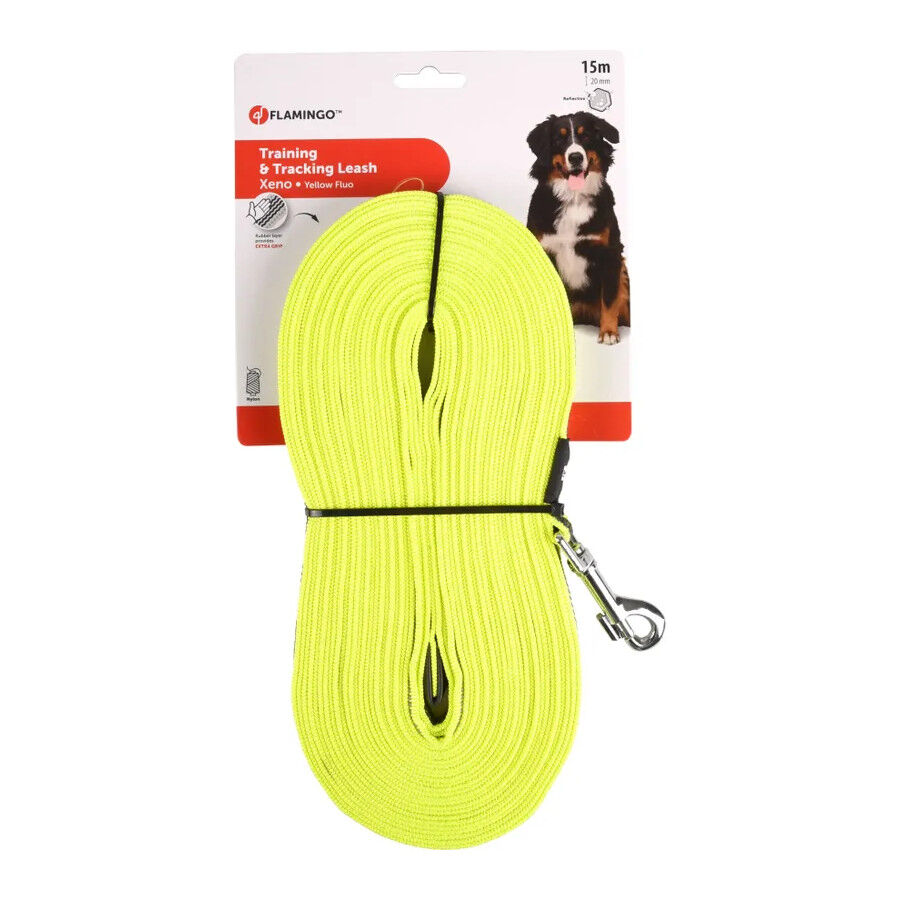 Flamingo Xeno Correa Amarilla de Entrenamiento y Rastreo para perros