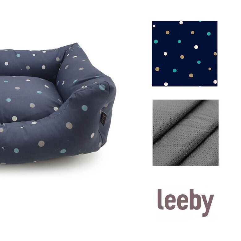 Leeby Cuna Desenfundable Azul con Puntos para perros thumbnail