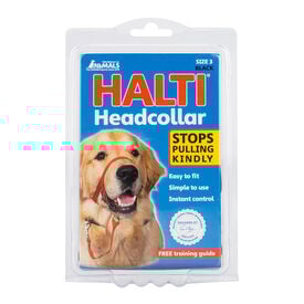 Halti collar con bozal de tela negro para perros