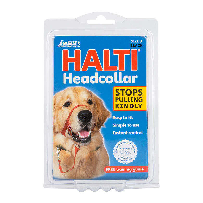 Halti collar con bozal de tela negro para perros thumbnail