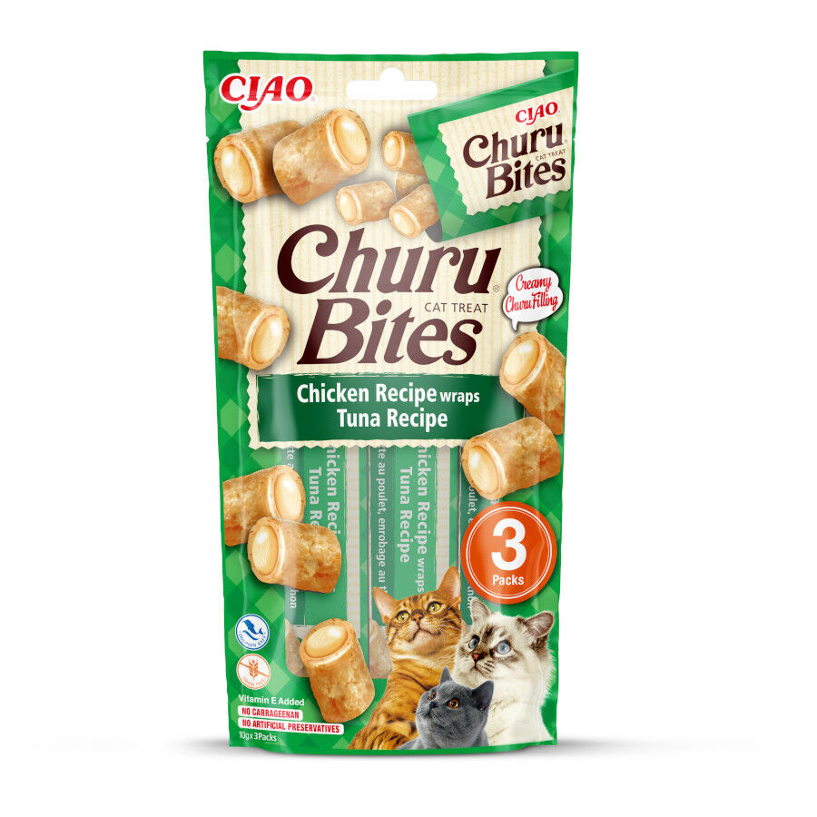 3 sobres x 10 g Churu Bocaditos Bites de At&uacute;n para gatos, , large Imagen numero 1