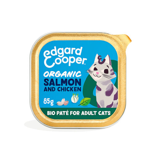 Edgard & Cooper Adult Salmón y Pollo Ecológicos en Paté tarrina para gatos, , large image number null