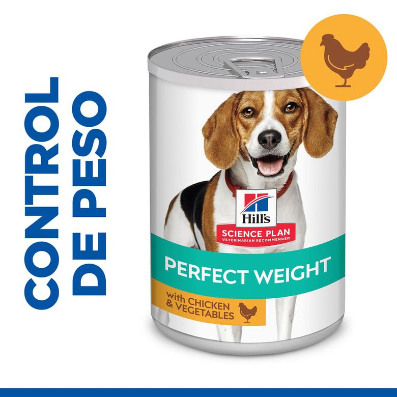 Hill&#039;s Adult Perfect Weight Pollo y Vegetales lata para perros thumbnail