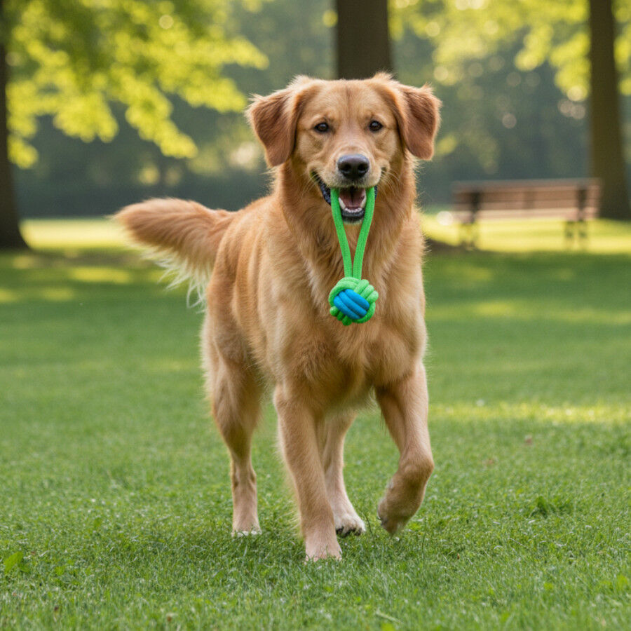 Tootoy! Mordedor de Cuerda con Pelota Verde para perros, , large Imagen numero 1