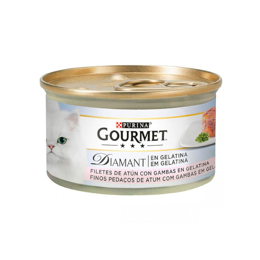 85 g Gourmet Diamant Filetes de At&uacute;n y Gambas en gelatina lata para gatos, , large Imagen numero 1