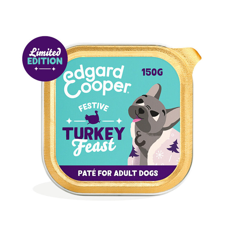 Edgar & Cooper Festive Festín de Pavo en Paté tarrina para perros, , large image number null