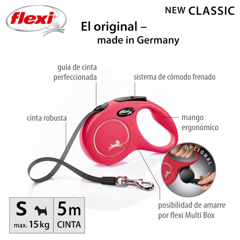 Flexi New Classic Correa Extensible de Cinta Roja para perros,  Imagen numero 2 Flexi New Classic Correa Extensible de Cinta Roja para perros, , large Imagen numero 2