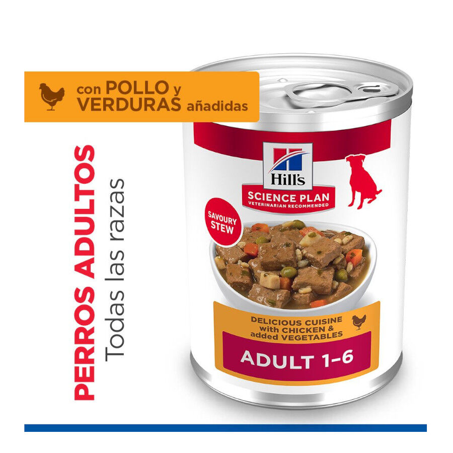 363 g  Hill's Science Plan Adult Estofado con pollo y verduras lata para perros, , large Imagen numero 2