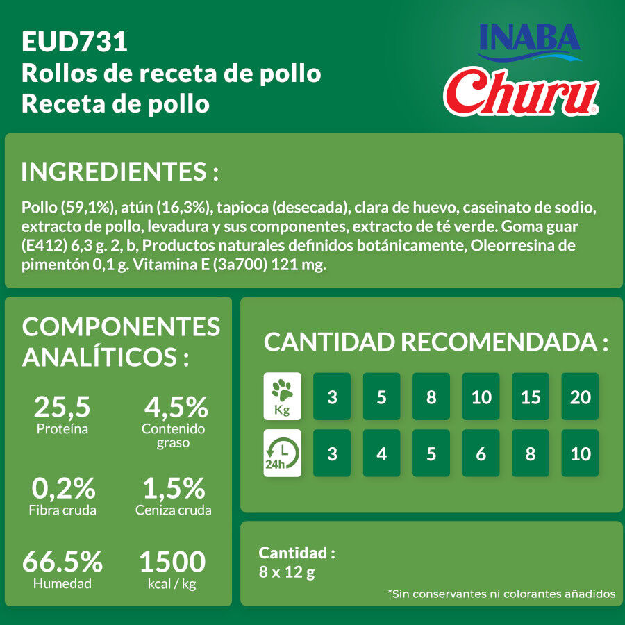 8 sobres x 12 g Churu Sticks Rolls de Pollo para perros, , large Imagen numero 7