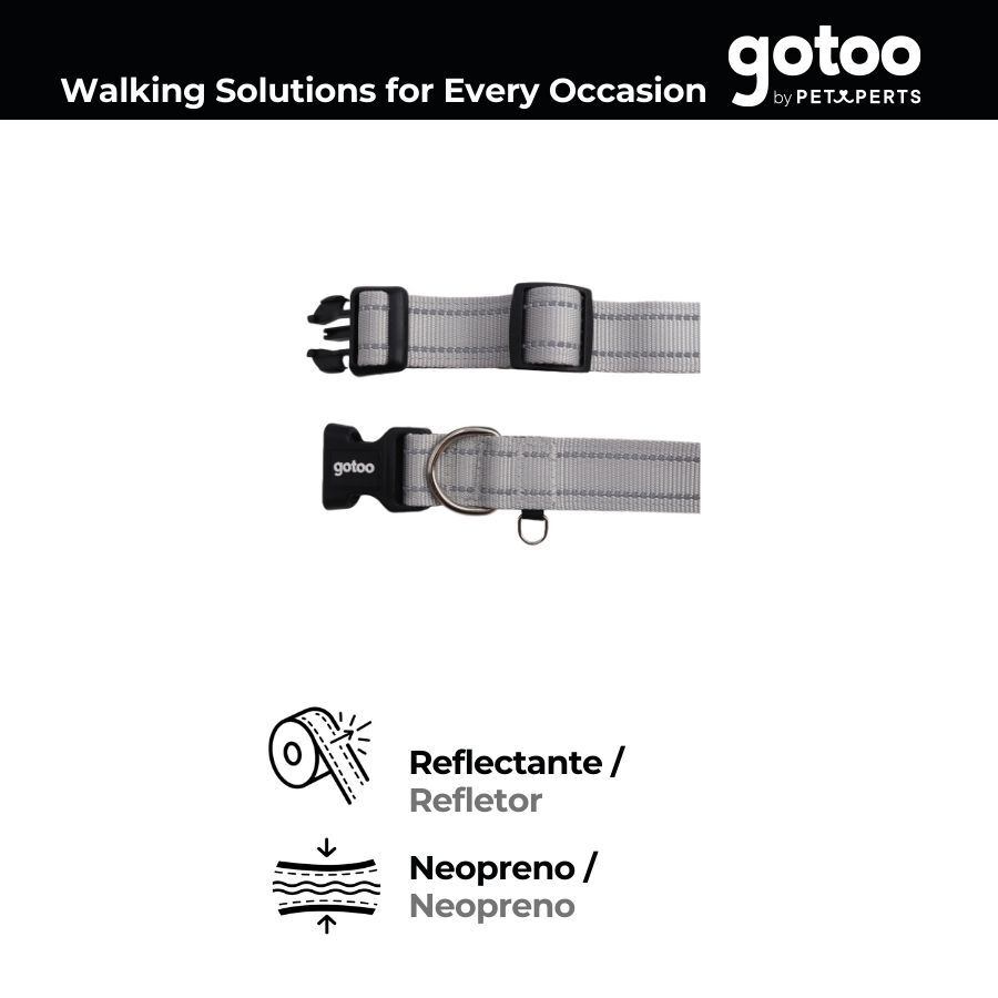 Gotoo Collar de nylon reflectante gris para perros thumbnail
