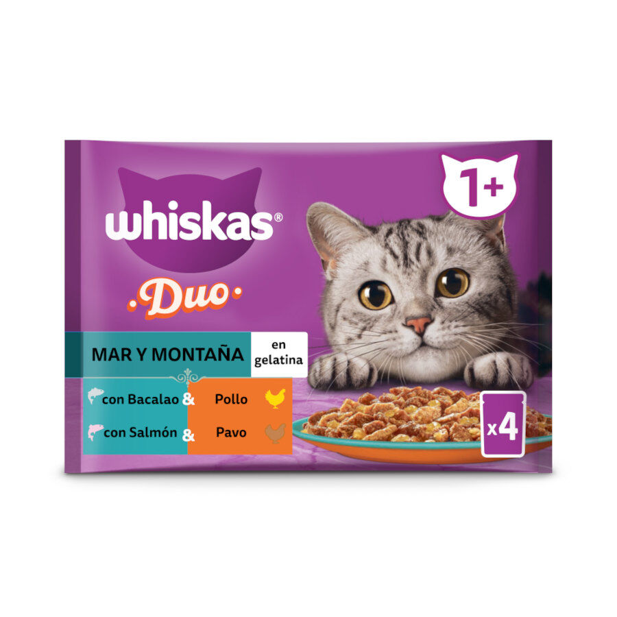 4 sobres x 85 g Whiskas Duo Mar y Monta&ntilde;a Sobre en gelatina para gatos, , large Imagen numero 1