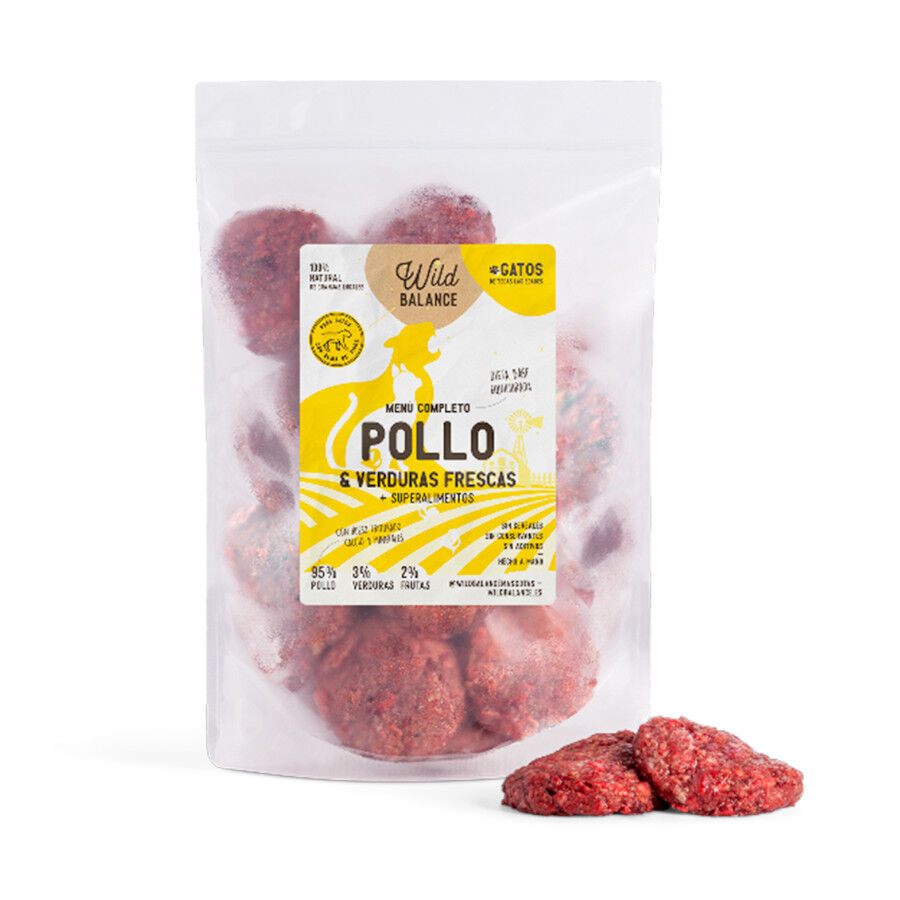 Wild Balance Menú Barf pollo con verduras comida congelada para gatos