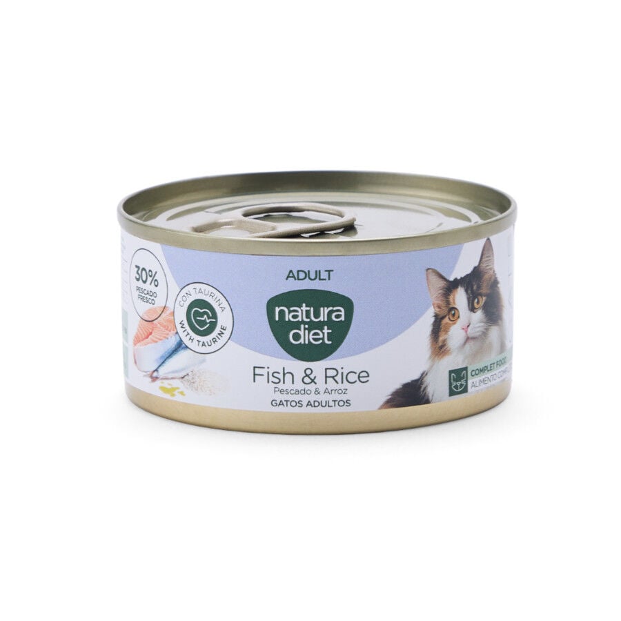 85 g Natura Diet Adult Pescado y Arroz lata para gatos, , large Imagen numero 1
