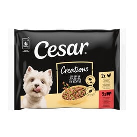 Cesar Carnes Mixtas Salsa en Bolsita para Perros - Multipack