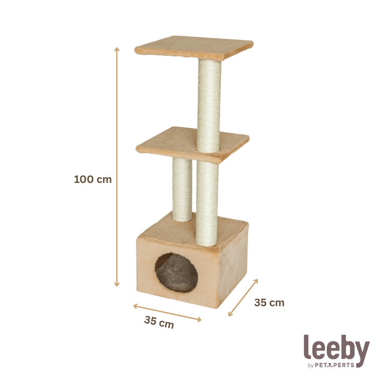 Leeby Colette DoubPost torre rascador con cama nido beige para gatos,  Imagen numero 4 Leeby Colette DoubPost torre rascador con cama nido beige para gatos, , large Imagen numero 4