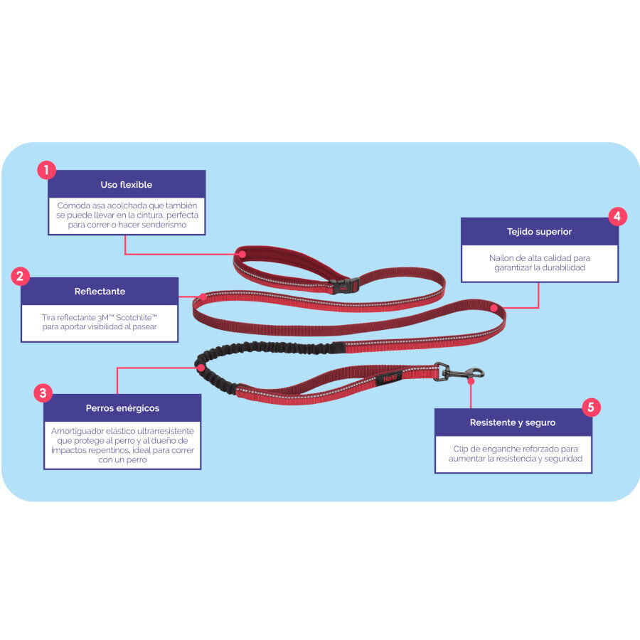 Halti correa de canicross acolchada morada para perros, , large Imagen numero 4