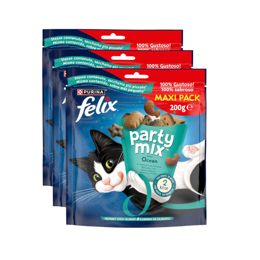 3 bolsitas x 200 g Felix Party Mix Ocean Bocaditos para gatos &iexcl;Pack ahorro!, , large Imagen numero 1