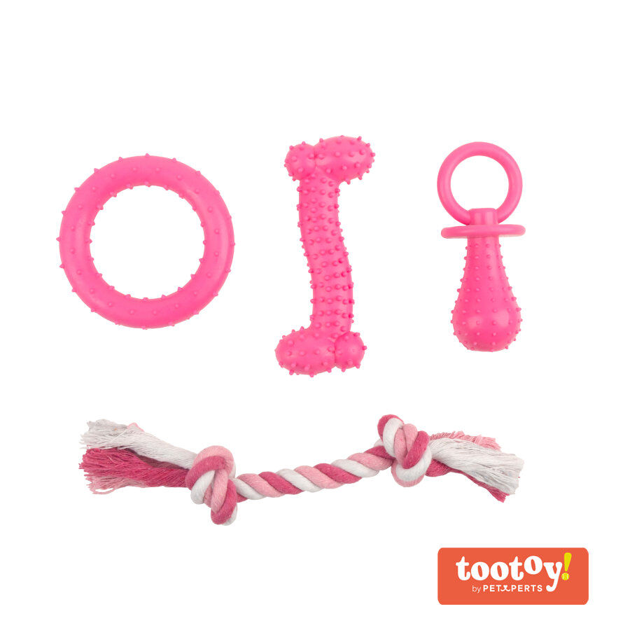 Tootoy! Chew Teething Set Rosa de mordedores para cachorros, , large Imagen numero 1