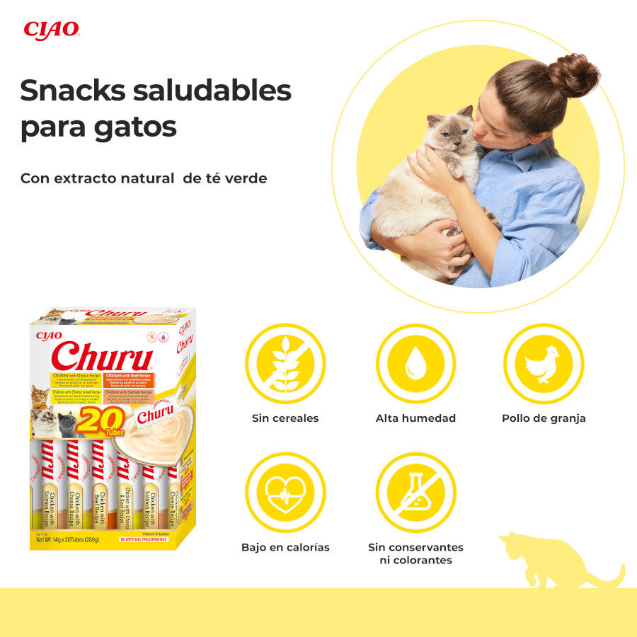 20 sobres x 14 g Churu Variedades de Pollo con Ternera Snack L&iacute;quido para gatos, , large Imagen numero 2