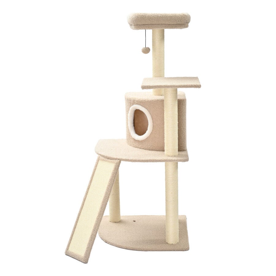 Leeby Boucle Collection Árbol rascador con cama nido y rampa para gatos