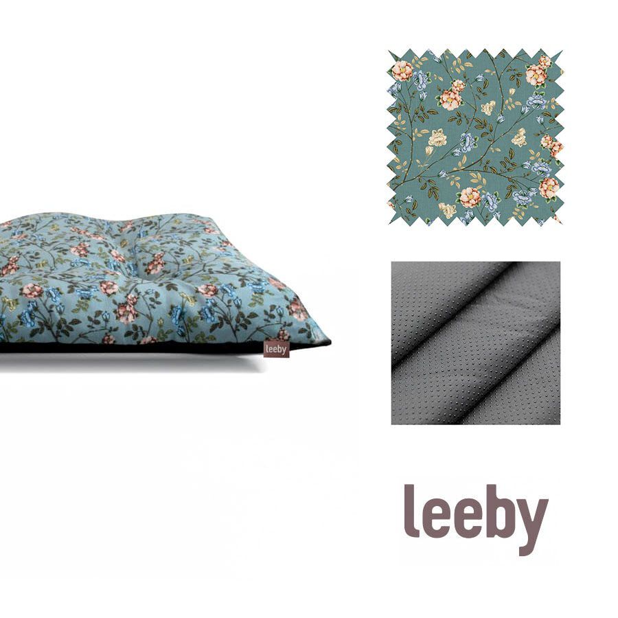 Leeby Cojín Acolchado Turquesa de Flores para perros thumbnail