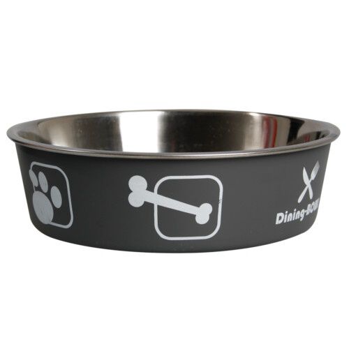 Flamingo gris huellas y huesos comedero mascotas Imagen numero 1