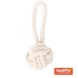 Tootoy! Pull Natural Rope Ball pelota de cuerda con asa para perros