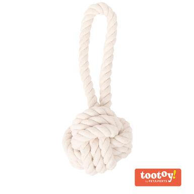 Tootoy! Pull Natural Rope Ball pelota de cuerda con asa para perros