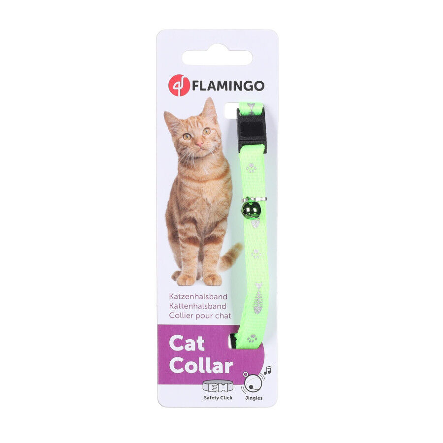 Flamingo Collar Ziggi Verde Fluorescente para gatos, , large Imagen numero 3