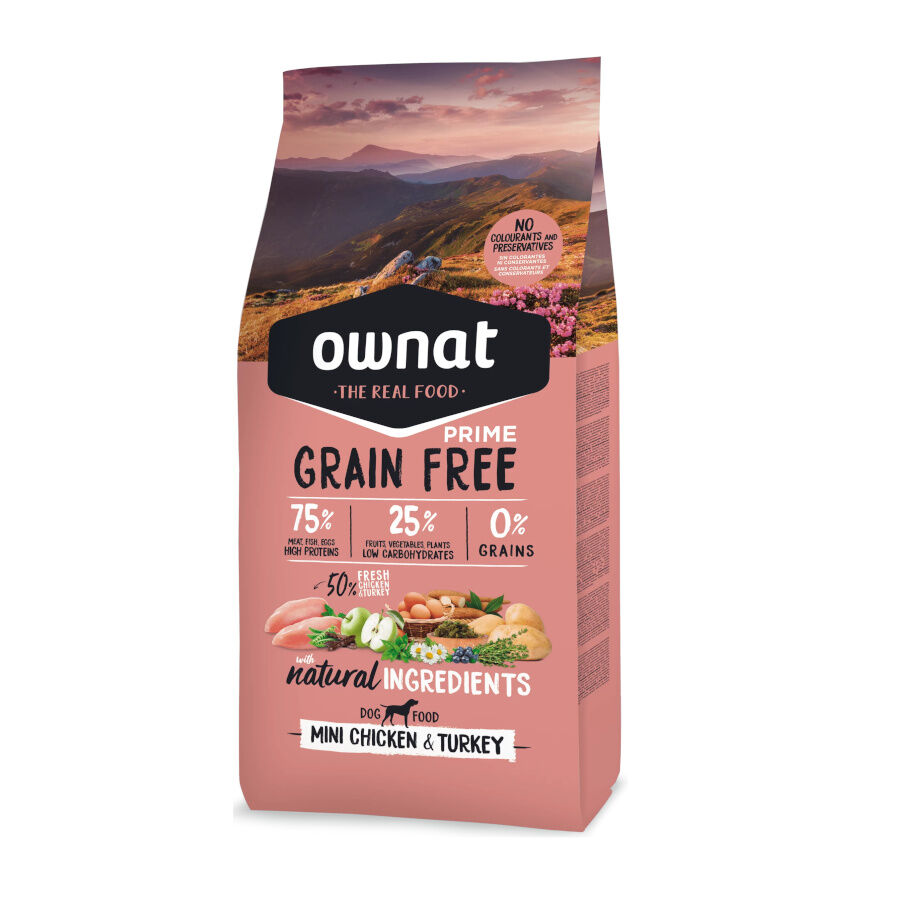 Ownat Mini Prime Grain Free Pollo y Pavo pienso para perros
