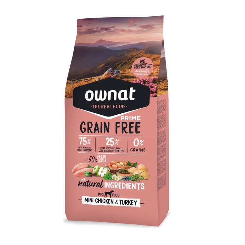 Ownat Mini Prime Grain Free Pollo y Pavo pienso para perros, , large image number null