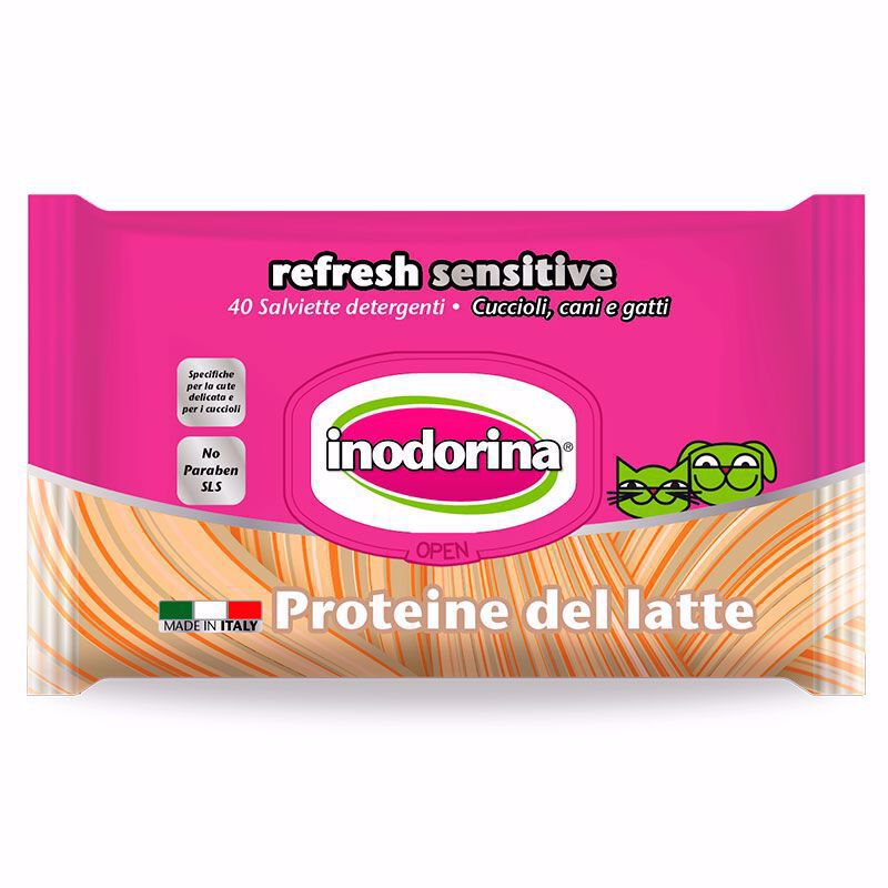 Inodorina Toallitas Sensitive Proteina de Leche para perros y gatos, , large Imagen numero 1