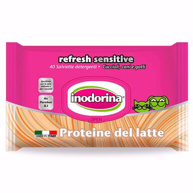 Inodorina Toallitas Sensitive Proteina de Leche para perros y gatos